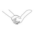 Continuous line hand. One line drawing. Beauty hand isolated on white. Minimalistic style. Continuous vector line minimalism