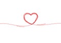 Continuous line heart border on white background for valentines, women, mother day greeting invitation graphic design