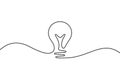 Continuous line idea bulb icon. One light bulb silhouette. Electric lightbulb icon on white background. Vector