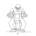 Construction Worker Jackhammer Continuous Line Royalty Free Stock Photo