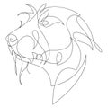 Continuous line Irish Wolfhound. Single line minimal style Scottish Deerhound dog vector illustration. Portrait drawing.