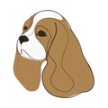 Continuous line King Charles Cavalier. Single line minimal style King Charles Spaniel dog vector illustration. Portrait Royalty Free Stock Photo