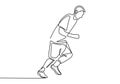 Continuous line of man running minimalist design vector illustration Royalty Free Stock Photo