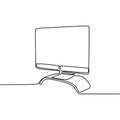 continuous line monitor for computer multimedia visual look minimalist object vector illustration