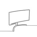 continuous line monitor for computer multimedia visual look minimalist object vector illustration