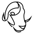 Continuous line musk ox logo. Bull single line vector illustration.