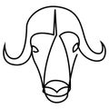 Continuous line musk ox logo. Bull single line vector illustration.