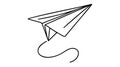 Continuous line paper plane, airplane vector art background.