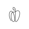 Continuous line pepper for grocery store, printing on posters and banners. Linear style