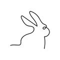 Continuous line rabbit icon. Simple silhoulette bunny symbol. Sign hare vector