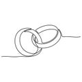 Continuous line drawing. Wedding rings. Royalty Free Stock Photo