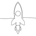 Continuous line rocket flight icon