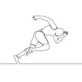 Continuous line running man, start of running. Vector illustration.
