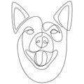 Continuous line Shiba Inu. Single line minimal style dog vector illustration. Dog head.
