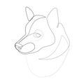 Continuous line Shiba Inu. Single line minimal style dog vector illustration. Portrait