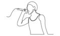 Continuous line of singer with microphone Royalty Free Stock Photo