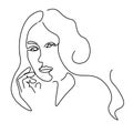 Continuous lines sketch portrait of a woman and abstract drawing Royalty Free Stock Photo