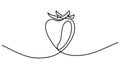 Continuous line strawberry for grocery store, printing on posters and banners. Linear style. Single line drawing of