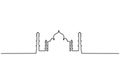 Continuous line of Taj Mahal in indi. One single line of Taj Mahal in india isolated on white background