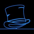Continuous line top hat Gentlemen neon concept Royalty Free Stock Photo