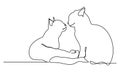 continuous line two cats love each other Royalty Free Stock Photo