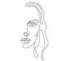 Continuous line vector drawing. Face silhouette. Abstract portrait.