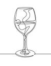 Wine Glass Continuous Line Vector