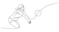 Continuous line Volleyball player vector