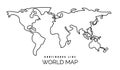 Continuous line world map illustration, one line earth contour Royalty Free Stock Photo