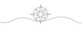 Continuous linear compass pattern. Single line compass icon. Vector editable line illustration