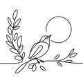 Continuous linear drawing of bird. One line drawing bird. Bird in one line style.