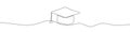 Continuous linear drawing of graduation cap. Abstract background drawn with one line Royalty Free Stock Photo