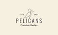 Continuous lines bird pelican logo vector icon illustration design Royalty Free Stock Photo