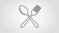 Continuous lines defining the shape of each utensil, with the spoon Royalty Free Stock Photo