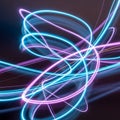 Continuous lines form loops and curves resembling neon light art or Royalty Free Stock Photo