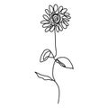 continuous lines, sunflowers, beautiful flower ideas for posters, wall art, tote bags, mobile cases, t-shirt printing