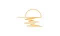 Continuous lines sunset with sea logo vector icon illustration design