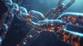 A continuous loop of connected blocks reflecting the neverending and constantly evolving nature of blockchain technology