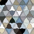 Continuous mosaic in triangles of metal colors: blue, grey and white Royalty Free Stock Photo