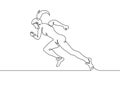 Continuous one drawn line girl runner