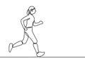 Continuous one drawn line silhouette of woman running exercise. Young energetic cute girl jogging in the morning. Concept fitness