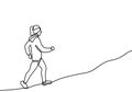 Continuous one drawn line silhouette of woman walking exercise. Young energetic cute girl jogging in the morning. Concept fitness