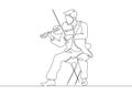 Continuous one drawn single line of a musician is played by a violinist male