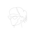 Continuous one line abstract woman with glasses and hair bang. Vector illustration.