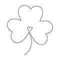 Continuous one line art drawing clover leaf shamrock