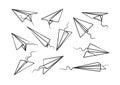 Continuous one line art drawing of paper plane collection