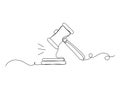 Continuous one line art hammer judge icon isolated vector illustration