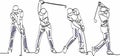 Continuous One Line Art Perfect Golf Swing in motion