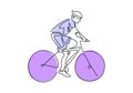 continuous one line bicycle athlete. hand drawn sketch drawing. Vector sport theme