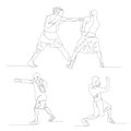 Continuous one line boxer set. Jab and uppercut illustration. Summer Olympic Games. Vector